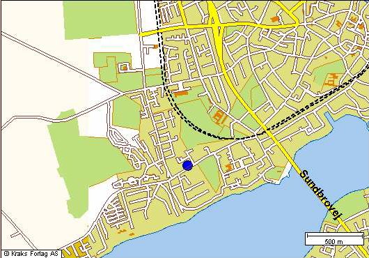 Kort over Svendborg... Bl plet er LowPain